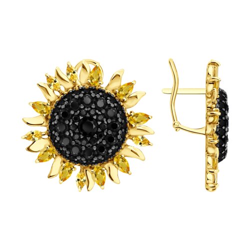 Серьги из золочёного серебра с цитринами и фианитами - видео на модели