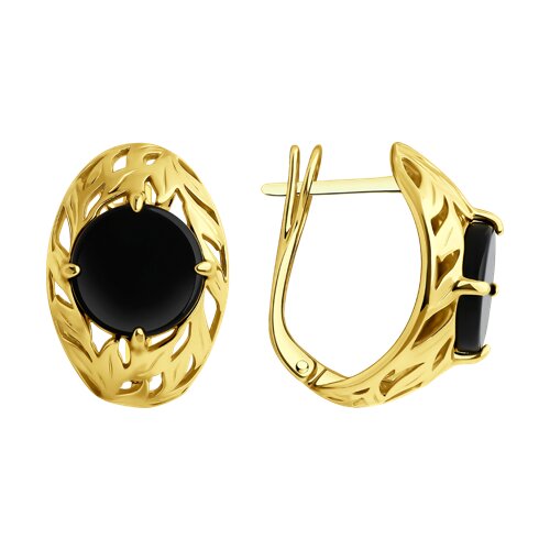 Серьги из золочёного серебра с агатами из серебро