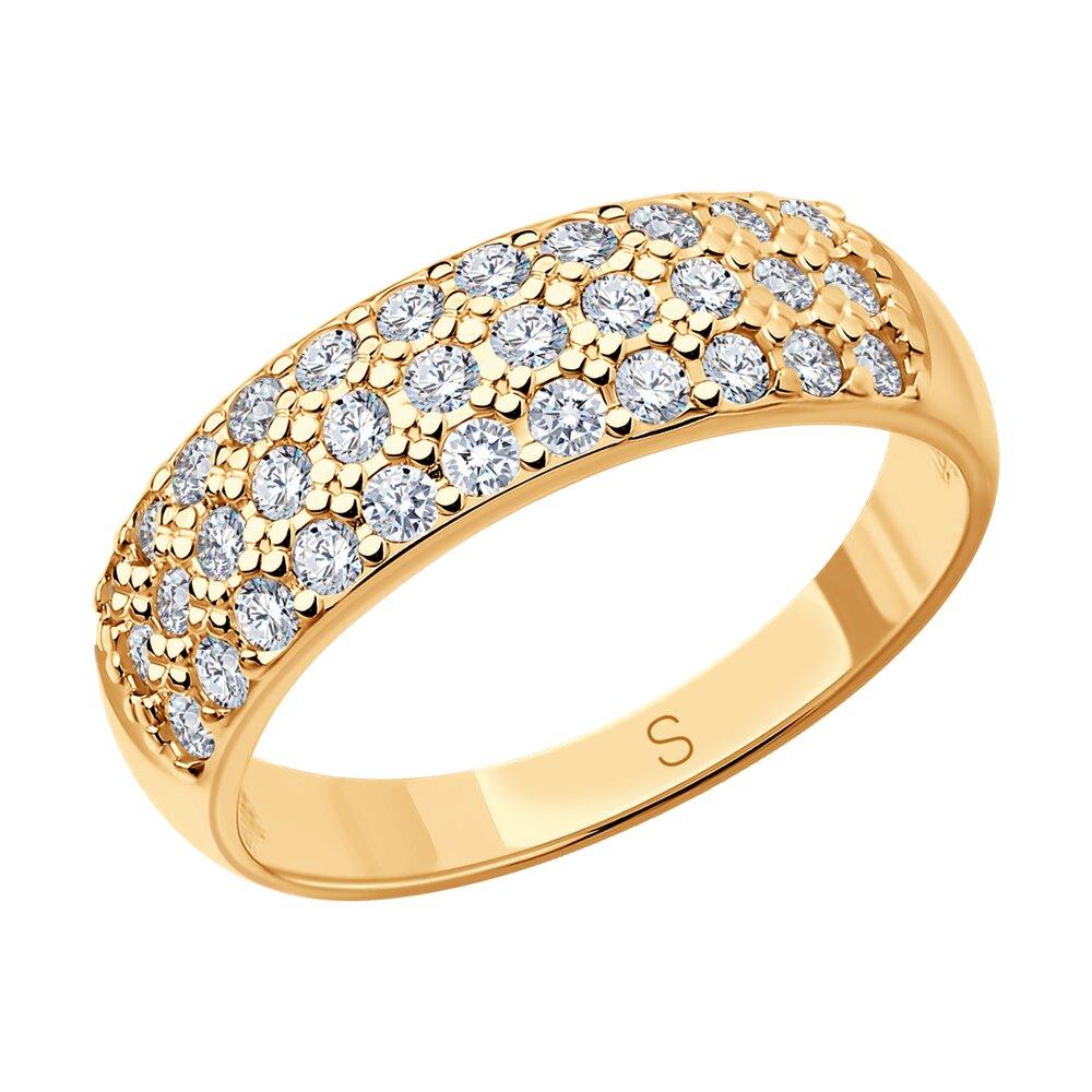 Кольцо из золочёного серебра с фианитами - видео на модели