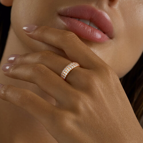 Кольцо из золочёного серебра с фианитами из серебро — вид 3