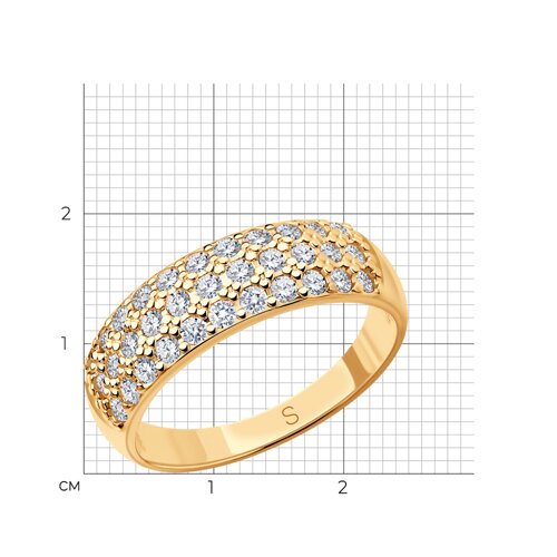 Кольцо из золочёного серебра с фианитами из серебро — вид 5