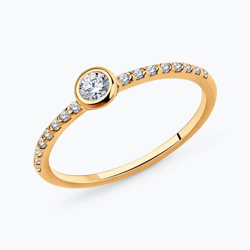 Серебряное золоченое кольцо с фианитами - видео на модели