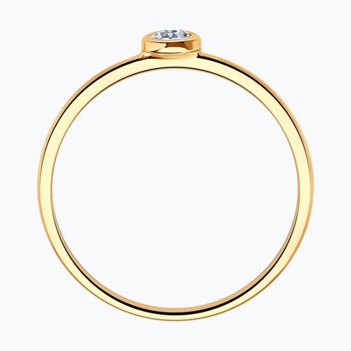 Тонкое помолвочное колечко из золочёного серебра с фианитом из серебро — вид 2