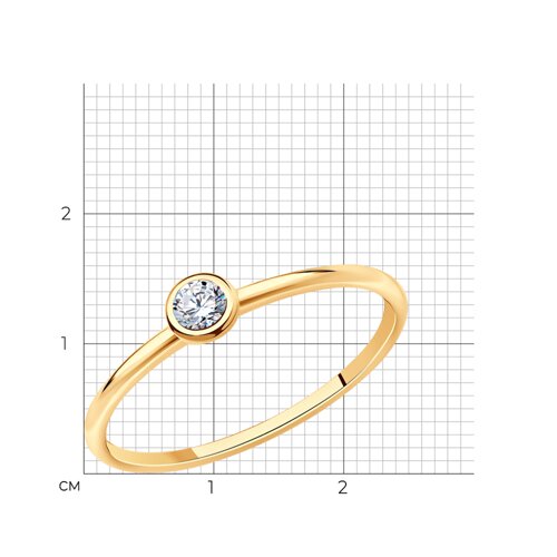 Тонкое помолвочное колечко из золочёного серебра с фианитом из серебро — вид 5