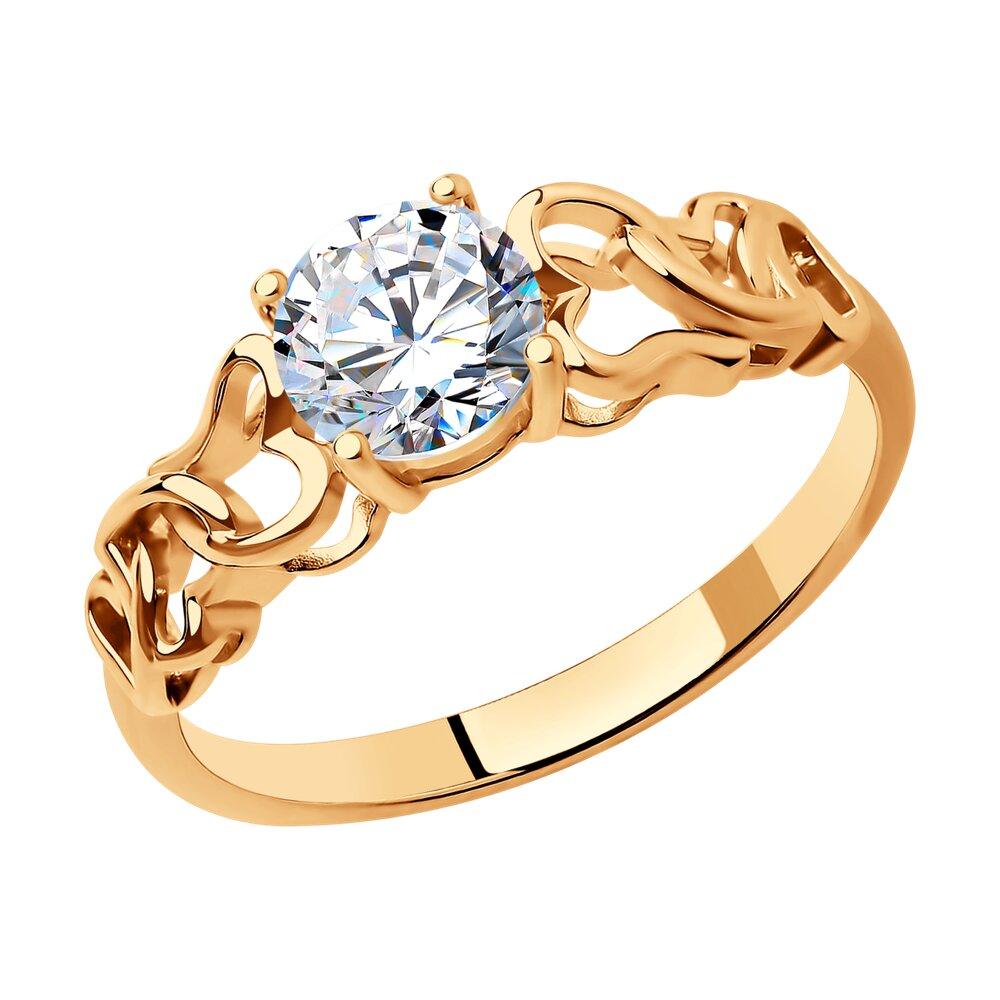 Кольцо из золочёного серебра с фианитом - видео на модели