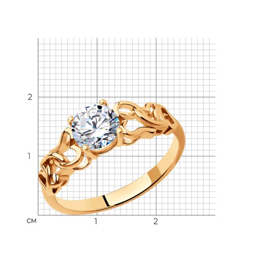 Кольцо из золочёного серебра с фианитом из серебро — вид 5