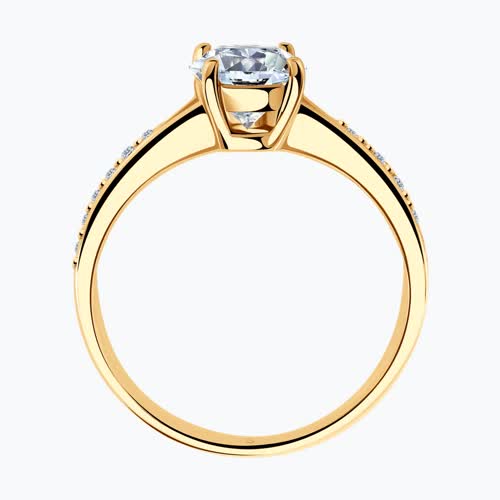 Кольцо из золочёного серебра с эмалью с фианитами из серебро — вид 2