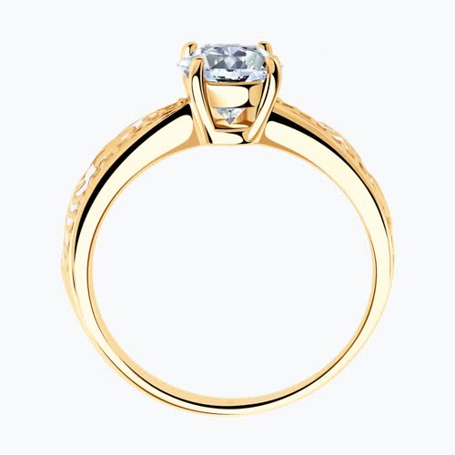 Кольцо из золочёного серебра с фианитами и эмалью из серебро — вид 2