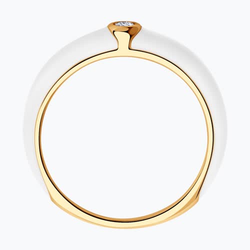 Кольцо из золочёного серебра с фианитом и эмалью из серебро — вид 2