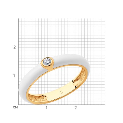 Кольцо из золочёного серебра с фианитом и эмалью из серебро — вид 5