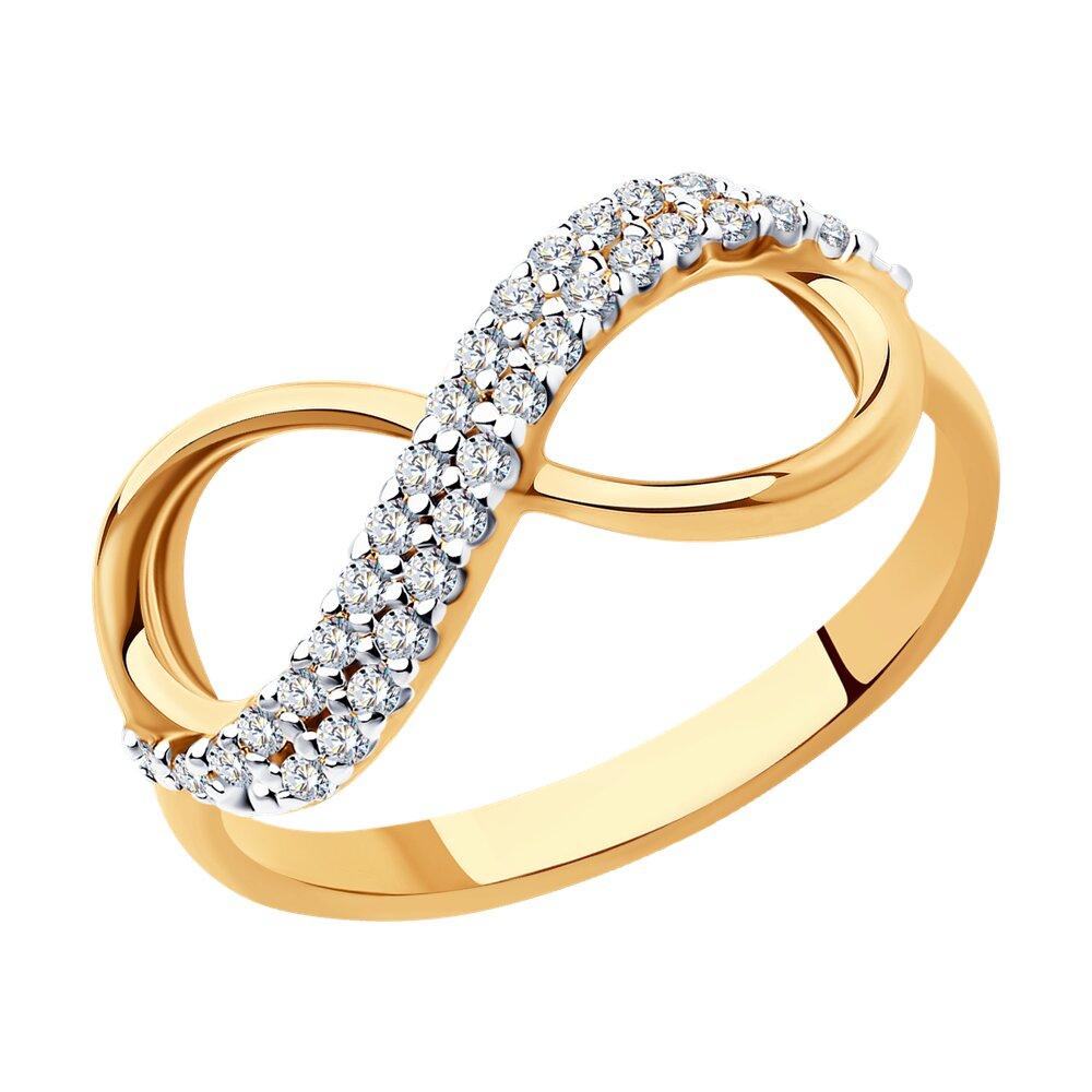 Кольцо бесконечность из золочёного серебра с фианитами - видео на модели