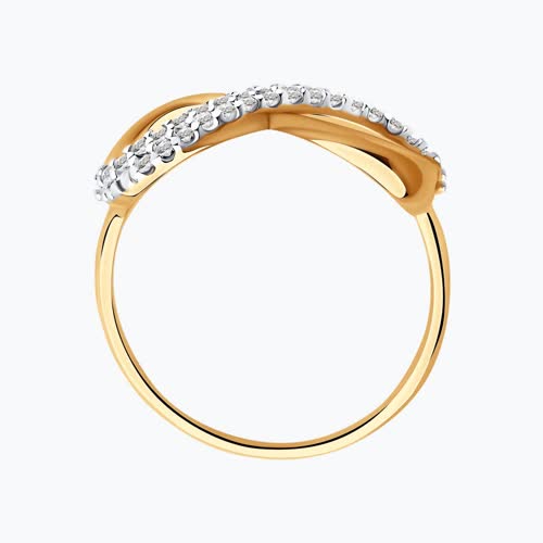 Кольцо бесконечность из золочёного серебра с фианитами из серебро — вид 2