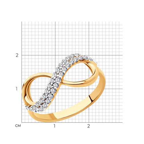 Кольцо бесконечность из золочёного серебра с фианитами из серебро — вид 8