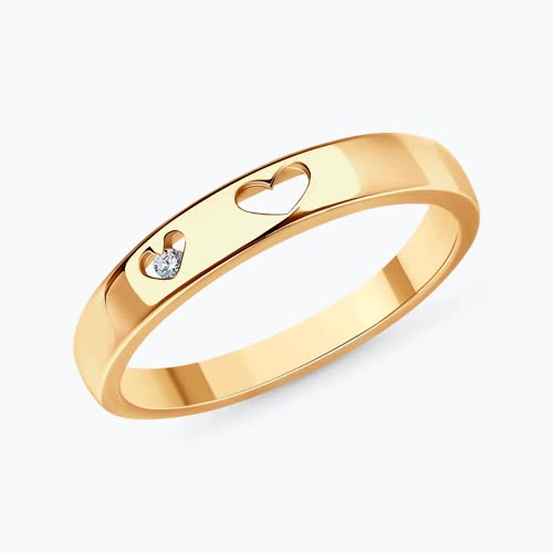 Кольцо из золоченого серебра с фианитом - видео на модели