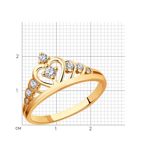 Кольцо из золочёного серебра с фианитами из серебро — вид 5