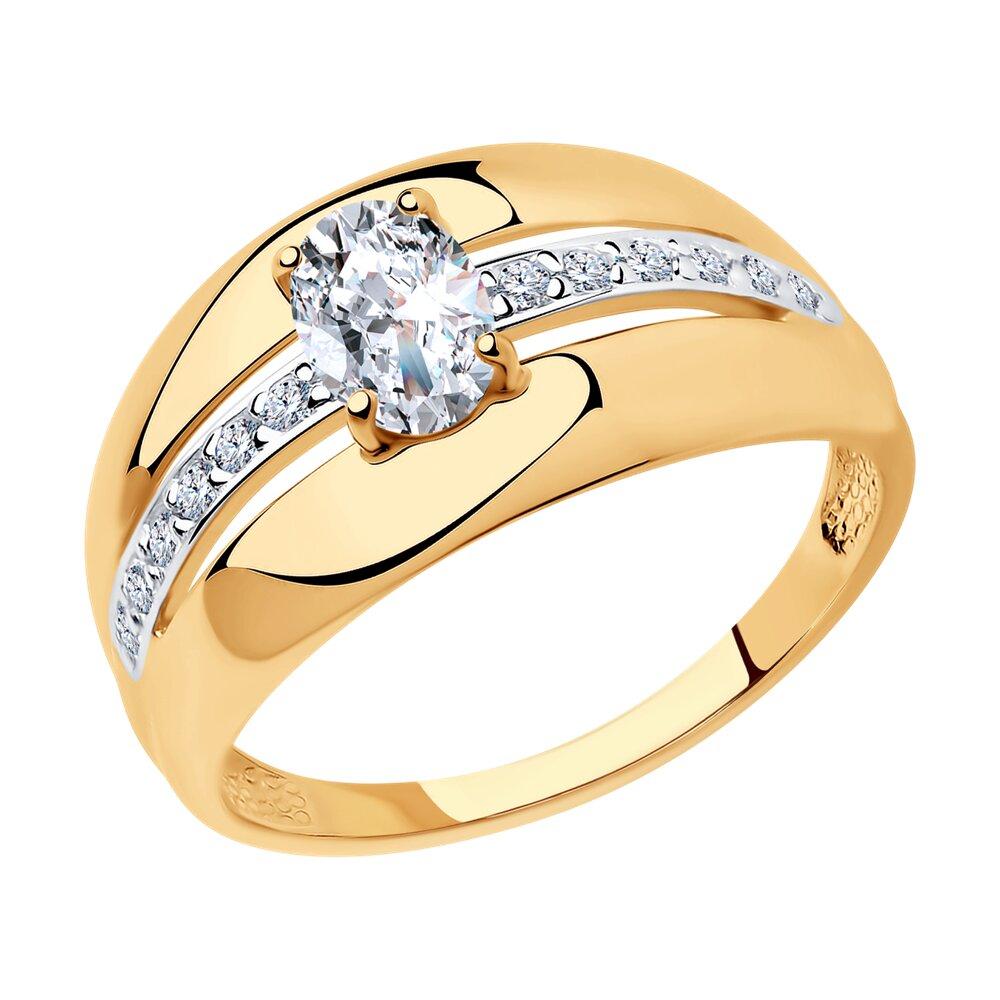 Кольцо из золочёного серебра с фианитами - видео на модели