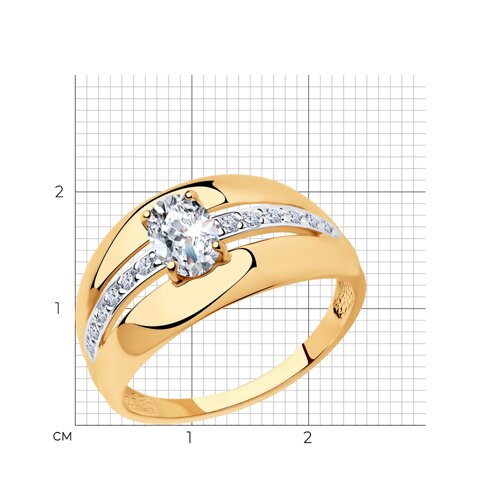 Кольцо из золочёного серебра с фианитами из серебро — вид 6