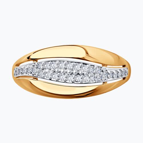 Кольцо из золочёного серебра с фианитами из серебро — вид 2