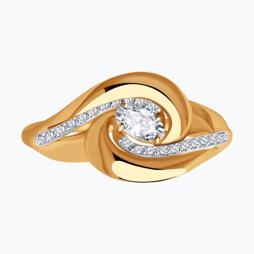 Кольцо из золочёного серебра с фианитами из серебро — вид 2