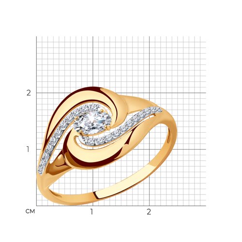 Кольцо из золочёного серебра с фианитами из серебро — вид 5