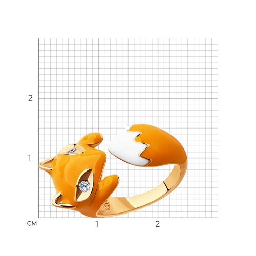 Кольцо из золочёного серебра с эмалью и фианитами из серебро — вид 4