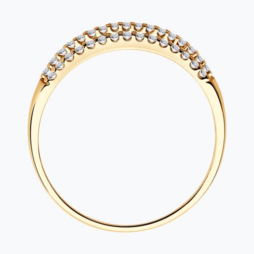 Кольцо из золочёного серебра с фианитами из серебро — вид 2