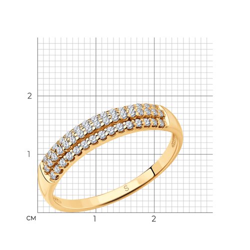 Кольцо из золочёного серебра с фианитами из серебро — вид 5