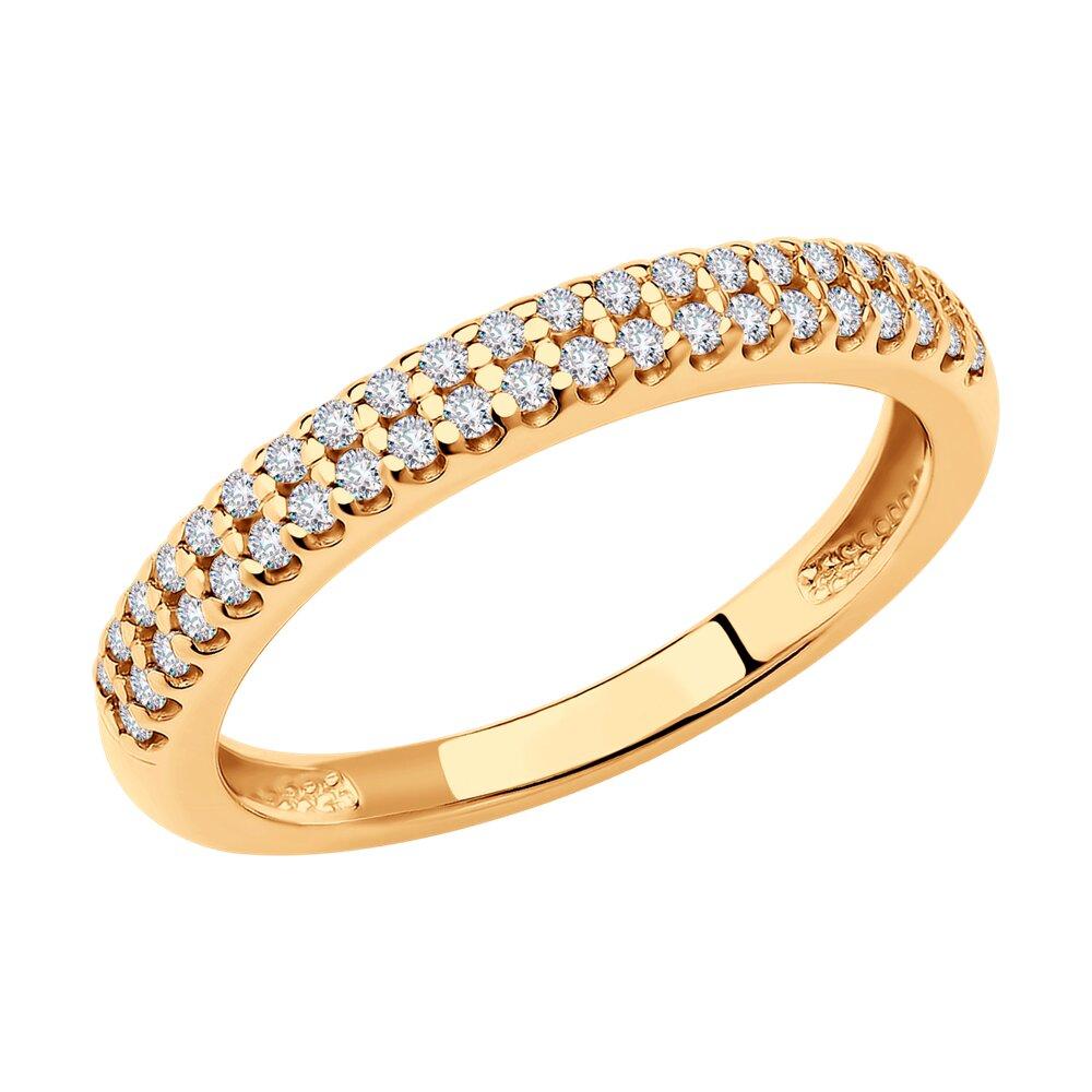 Кольцо из золочёного серебра с фианитами - видео на модели