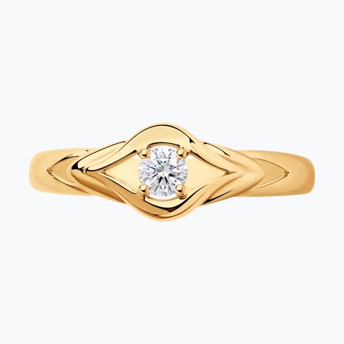 Кольцо из золочёного серебра с фианитом из серебро — вид 2