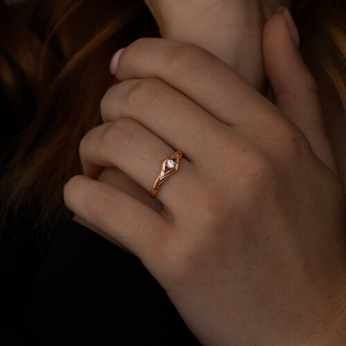 Кольцо из золочёного серебра с фианитом из серебро — вид 3