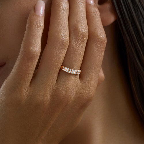 Кольцо из золочёного серебра с фианитами из серебро — вид 3