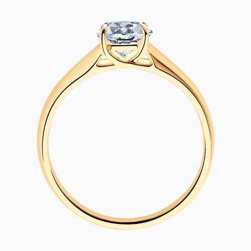 Кольцо из золочёного серебра с фианитом из серебро — вид 2