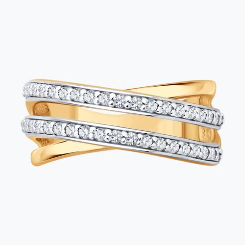 Кольцо из золочёного серебра с фианитами из серебро — вид 2