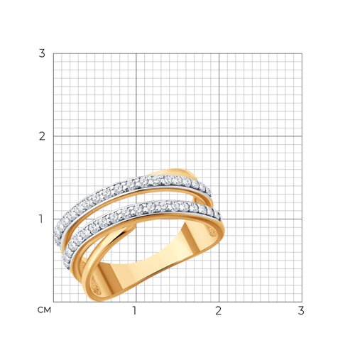 Кольцо из золочёного серебра с фианитами из серебро — вид 6