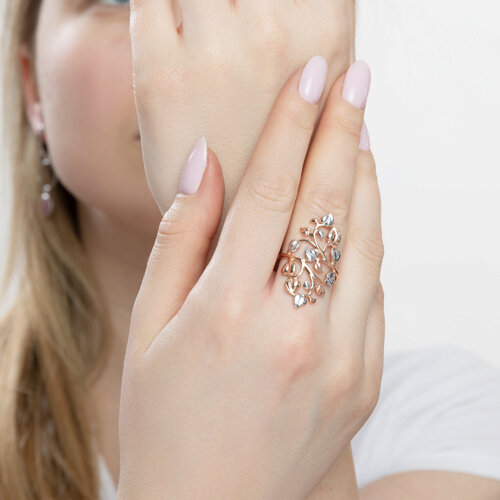 Позолоченное кольцо из серебра из серебро — вид 4