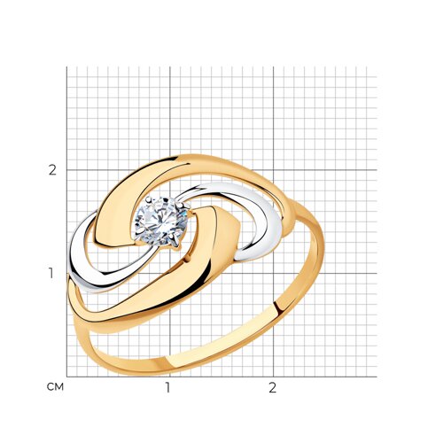 Кольцо из золочёного серебра с фианитом из серебро — вид 5