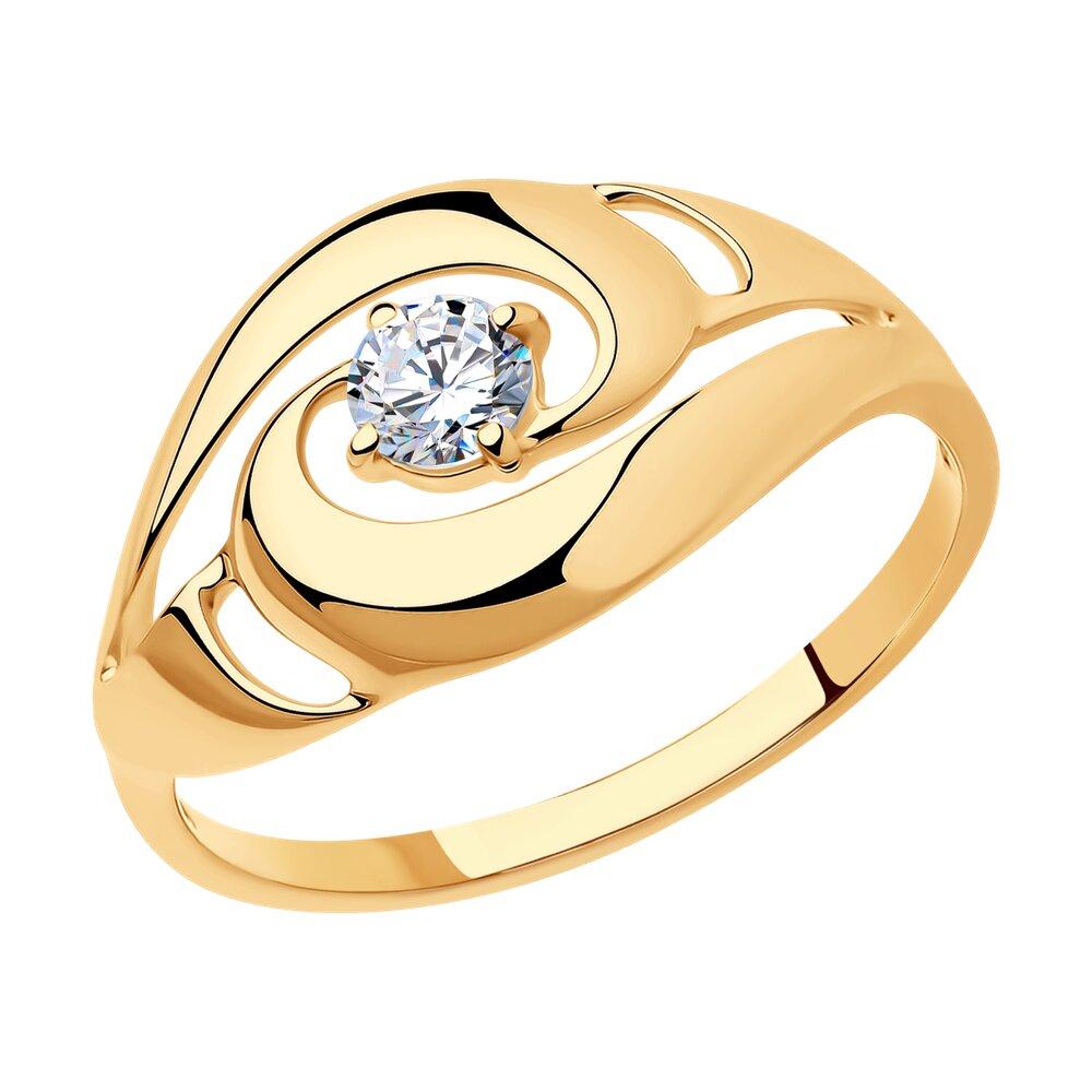 Кольцо из золочёного серебра с фианитом - видео на модели