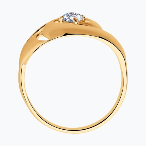 Кольцо из золочёного серебра с фианитом из серебро — вид 3