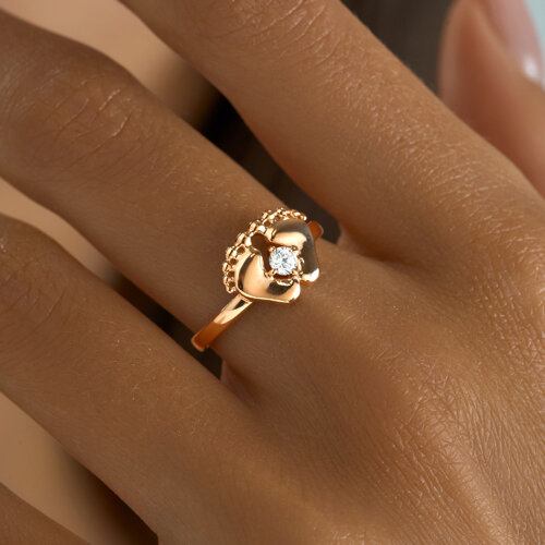 Кольцо из золочёного серебра с фианитом из серебро — вид 3