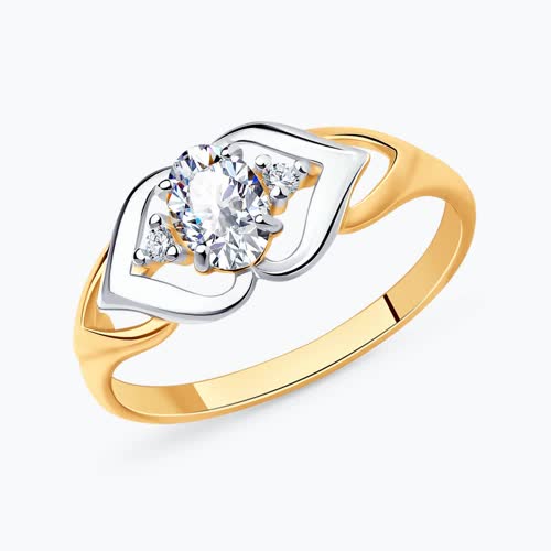 Кольцо из золочёного серебра с фианитами - видео на модели