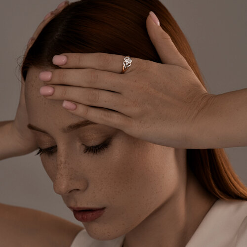 Кольцо из золочёного серебра с фианитами из серебро — вид 4