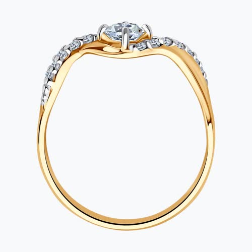 Кольцо из золочёного серебра с фианитами из серебро — вид 2