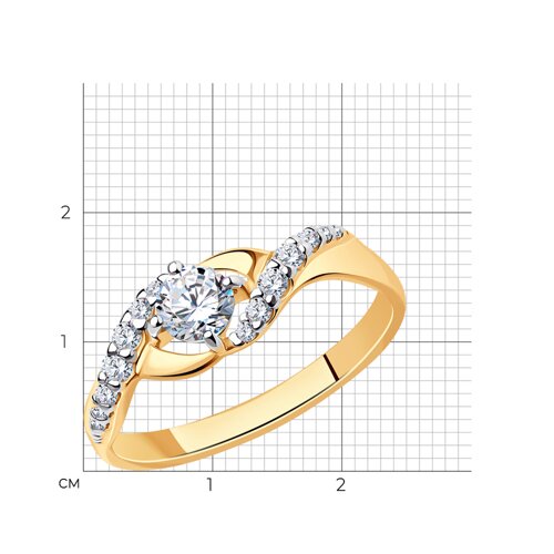 Кольцо из золочёного серебра с фианитами из серебро — вид 5