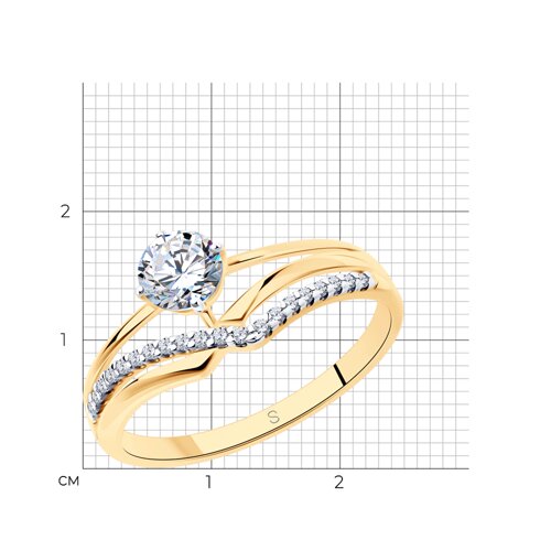 Кольцо из золочёного серебра с фианитами из серебро — вид 4