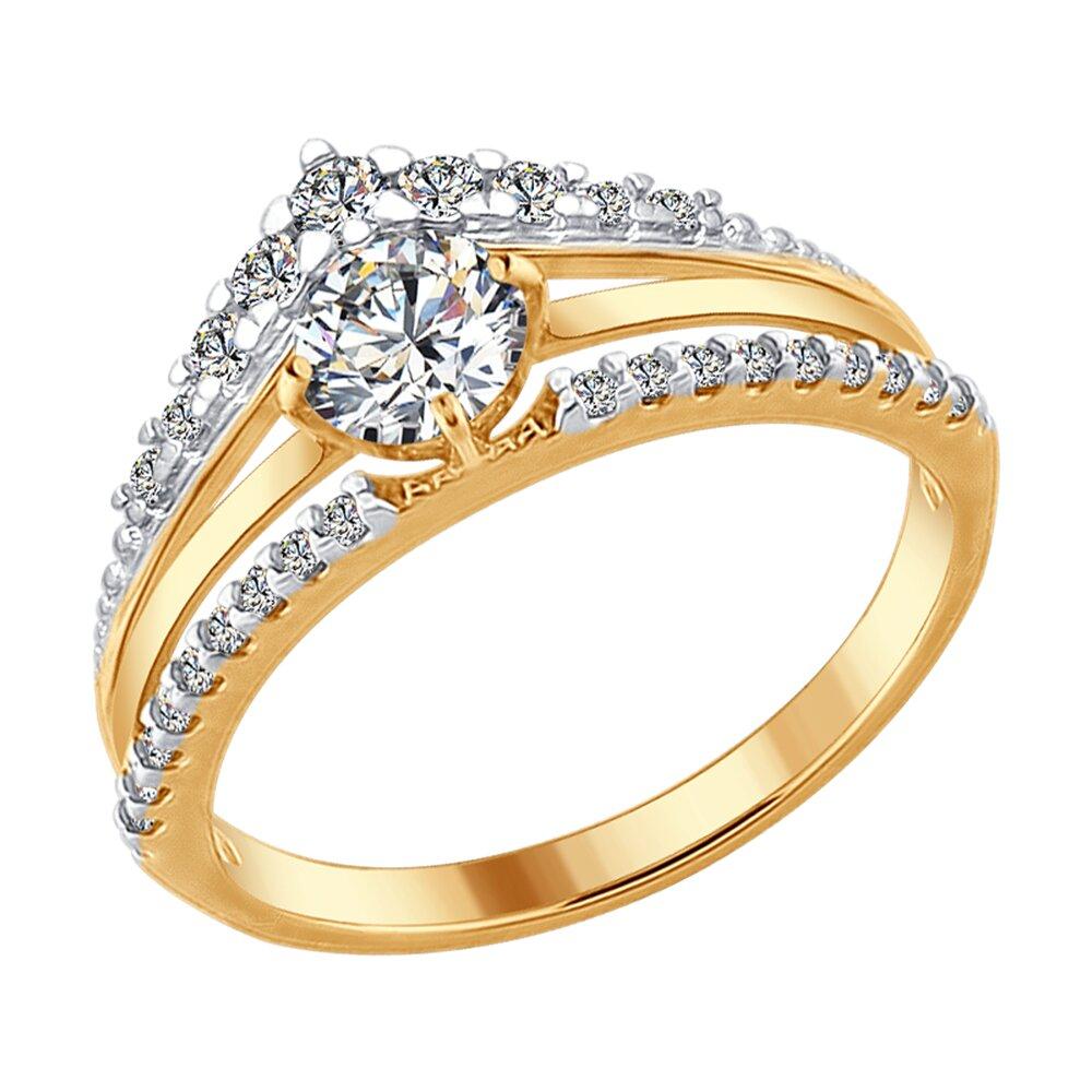 Кольцо из золочёного серебра с фианитами - видео на модели