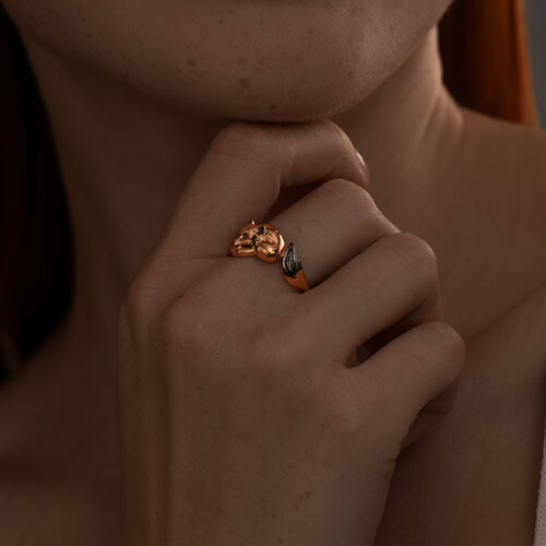 Кольцо из золочёного серебра из золочение розовое — вид 2