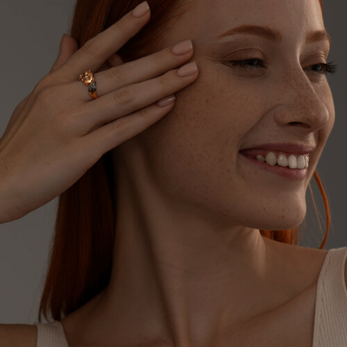 Кольцо из золочёного серебра из золочение розовое — вид 3