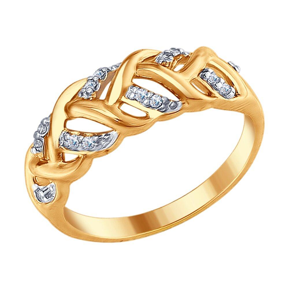 Кольцо из золочёного серебра с фианитами из серебро