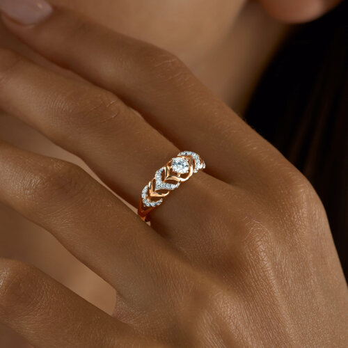 Кольцо из золочёного серебра с фианитами из серебро — вид 2