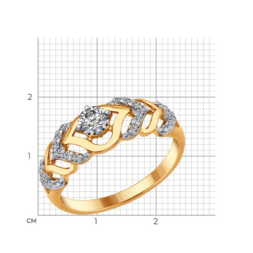 Кольцо из золочёного серебра с фианитами из серебро — вид 4